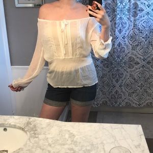 always sunny, Tops, Sheer White Flowy Pirate Shirt